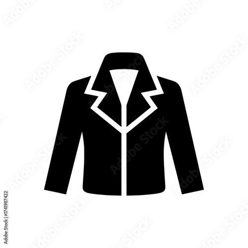 Black jacket icon isolated on white background clothing design.