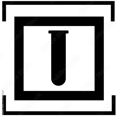 Test tube icon inside a square frame science and laboratory equipment.