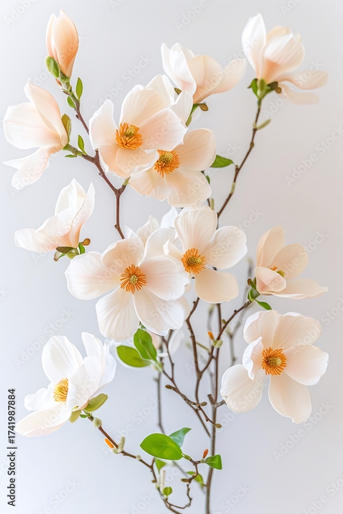 Obraz premium Blooming magnolia branches showing delicate spring flowers