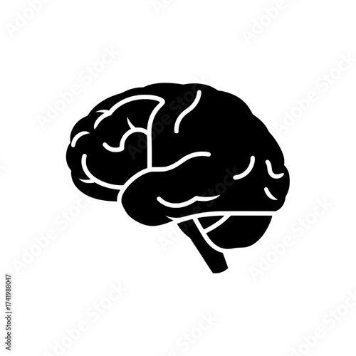 Brain illustration in black and white perfect for medical and educational purposes.