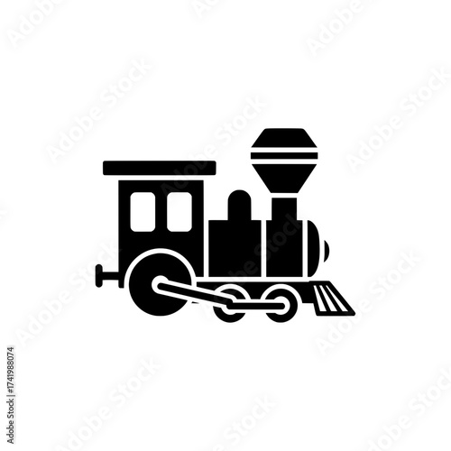 Black train icon on white background transportation illustration.