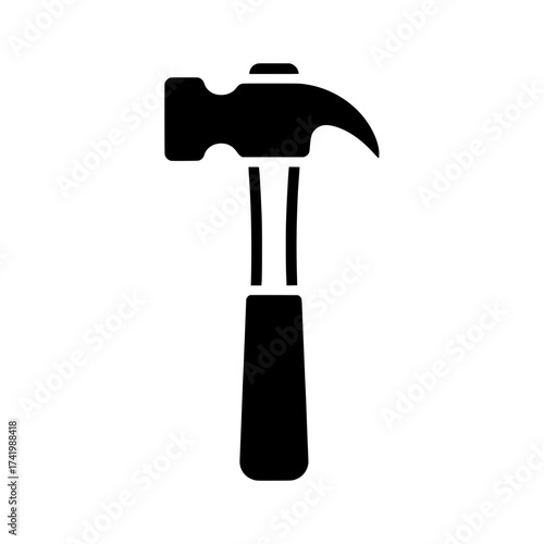 Hammer tool for construction and carpentry work black silhouette.
