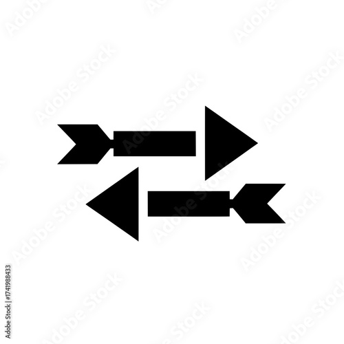 Arrows pointing in opposite directions representing exchange and transfer.