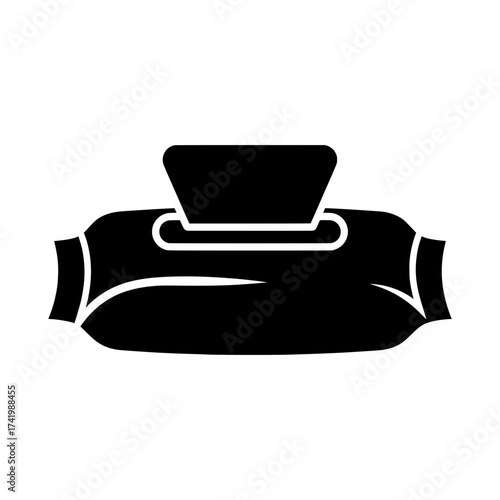 Black and white illustration of a wet wipes package.