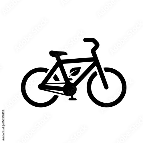 Ecofriendly bicycle with leaf symbol representing sustainable transportation and environmental consciousness.