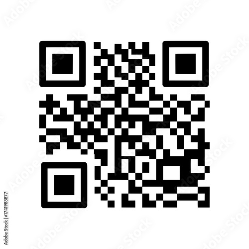 QR code image with black and white squares for digital information.