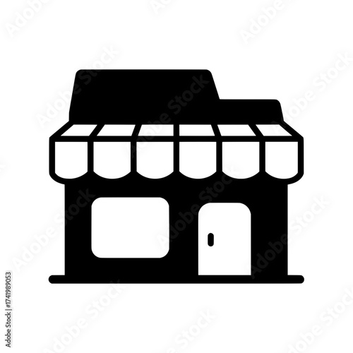 Shopfront Icon Illustration Black and White Storefront Symbol Retail Shop Sign.