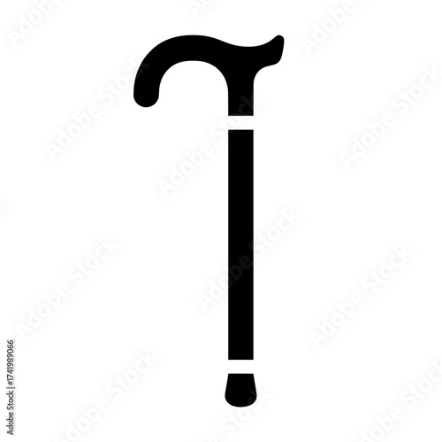 Elegant walking cane with curved handle and sturdy support for mobility.