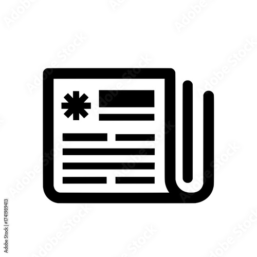 Newspaper icon representing news and information in a modern design.