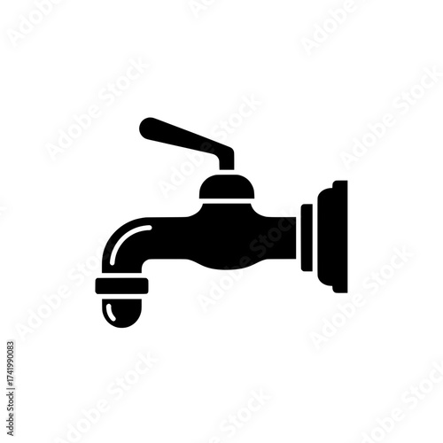 Water tap icon with a single drop symbolizing conservation and plumbing.