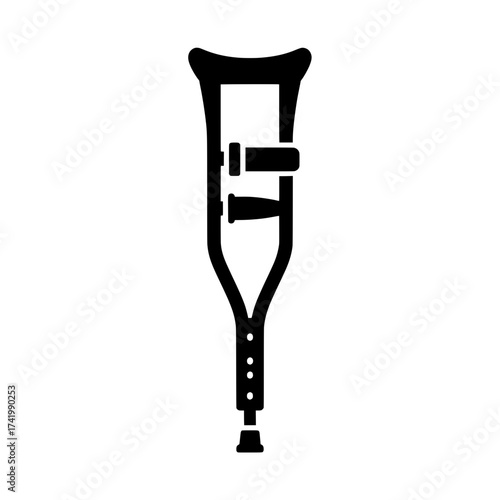 Medical crutch silhouette for walking support and injury recovery.
