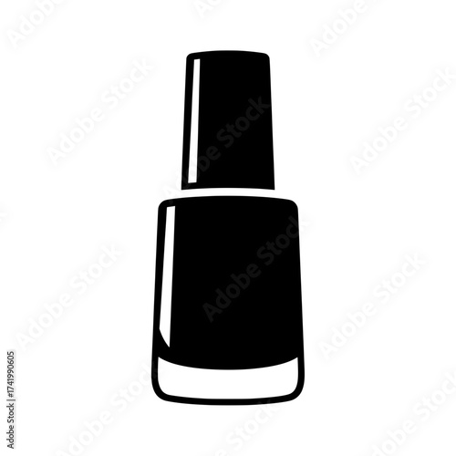 Black silhouette of a nail polish bottle icon on white background.