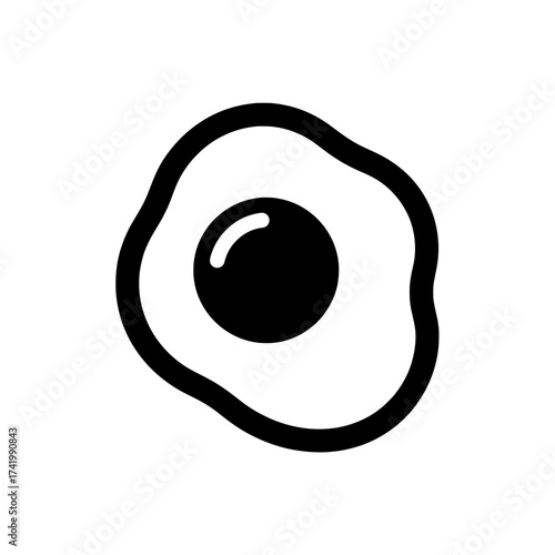Fried egg illustration simple black and white image breakfast food concept.