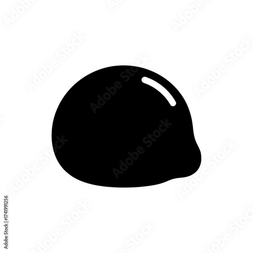 Minimalist black lemon or lime silhouette icon with highlight.