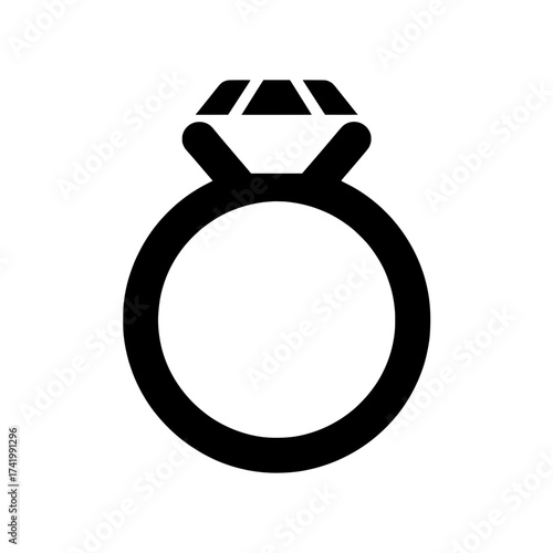Elegant Diamond Ring Silhouette Icon for Jewelry and Engagement.
