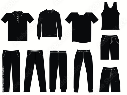 Set of cloths illustrated on white


