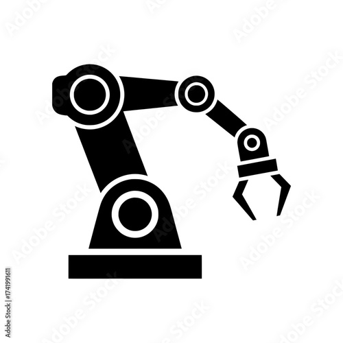 Industrial Robotic Arm Icon for Automation and Manufacturing.