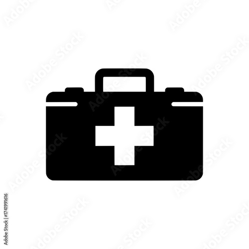 First aid kit icon medical box emergency equipment healthcare symbol medicine chest.