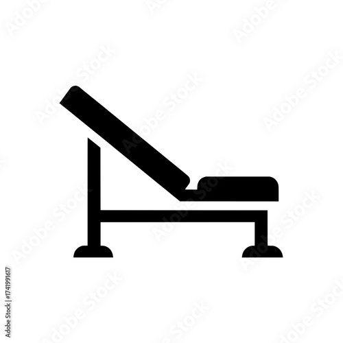 Adjustable weight bench for fitness and strength training gym equipment icon.