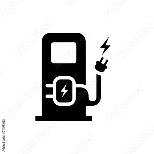 Electric Vehicle Charging Station Icon for Sustainable Transportation and Green Energy.