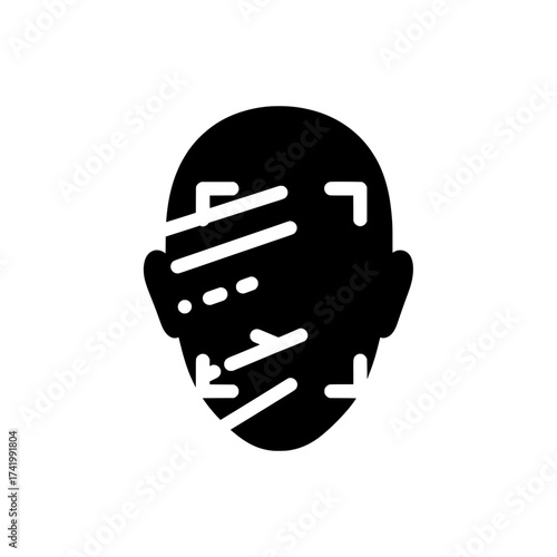 Facial Recognition Technology Icon Biometric Scan Identity Verification.