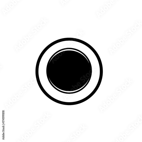 Abstract black and white concentric circles graphic design element.