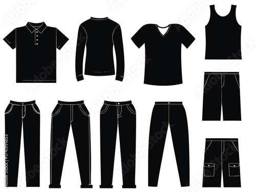 Set of cloths illustrated on white


