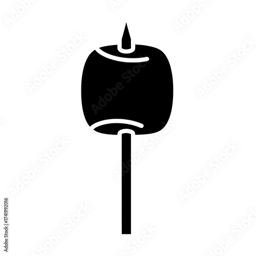 Marshmallow on a stick ready for roasting over a campfire camping food.