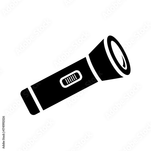 Black and white flashlight icon isolated on white background.