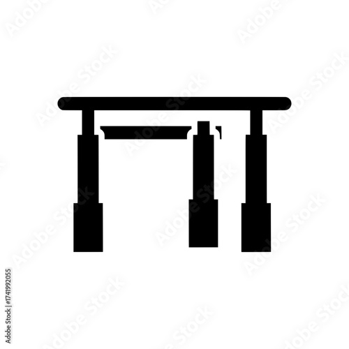 Black and white illustration of a traditional Japanese Torii gate.