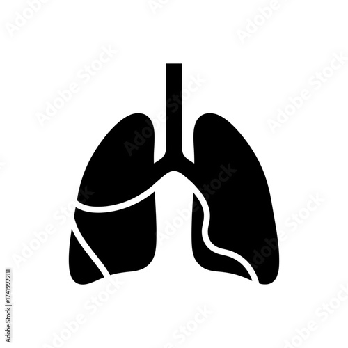 Human lungs icon respiratory system medical symbol health care anatomy.
