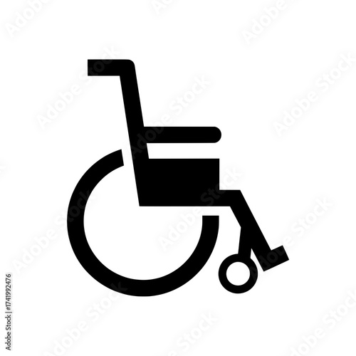 Wheelchair symbol for accessibility and disability access black and white design.