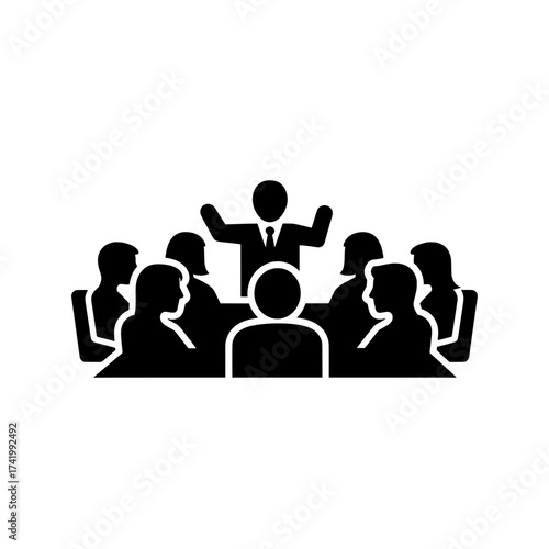 Business meeting with a leader people sitting around a table teamwork concept.