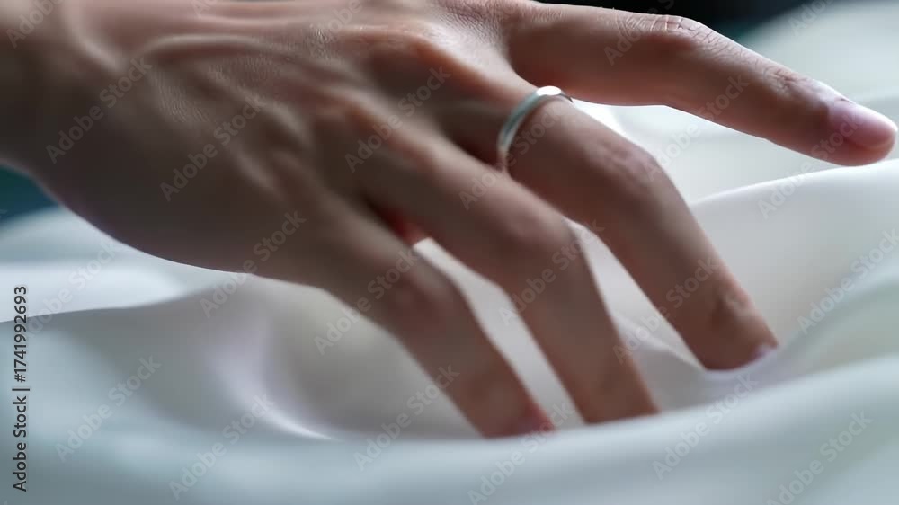 custom made wallpaper toronto digitalTouching White Fabric Hand with Ring. Soft, Elegant, & Smooth Textures