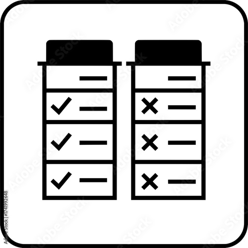 Checklist comparison with check marks and cross marks for comparison.