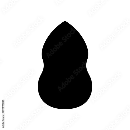 Black makeup sponge on white background beauty tool for applying cosmetics.