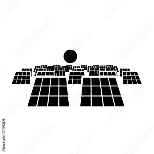 Solar panel array with a central sun energy concept renewable power.