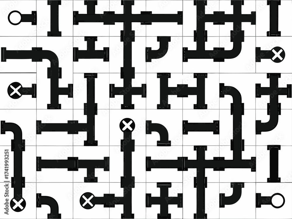 Obraz premium Pipe puzzle game illustrated on white