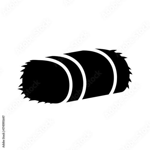 Hay bale silhouette isolated on white background agricultural farming concept.