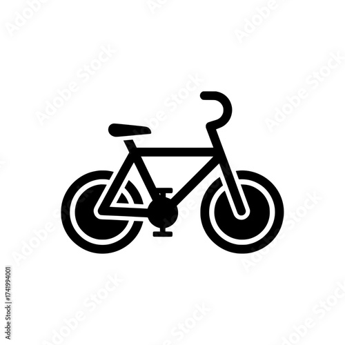 Black bicycle icon on white background simple bike illustration transportation symbol.