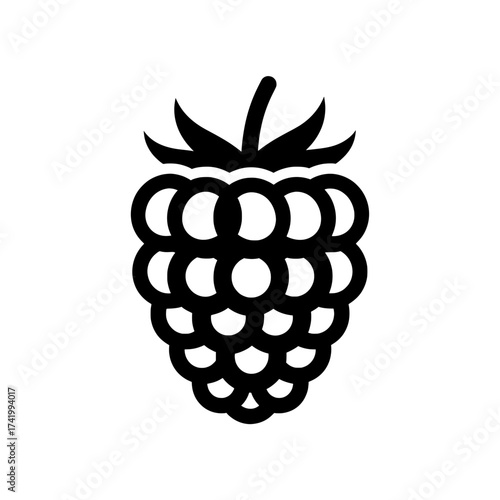 Black raspberry fruit icon isolated on white background healthy food concept.