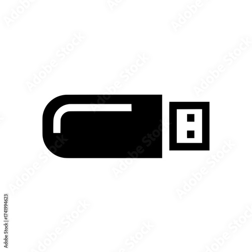 USB flash drive icon black and white design data storage device.