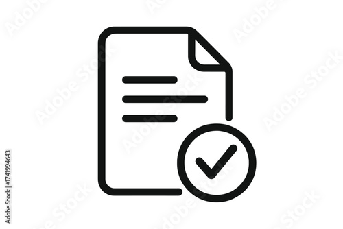 Approved document line icon. File with check mark. Task completed, report verified, validation concept. Business agreement, contract confirmed, quality control success. Vector.