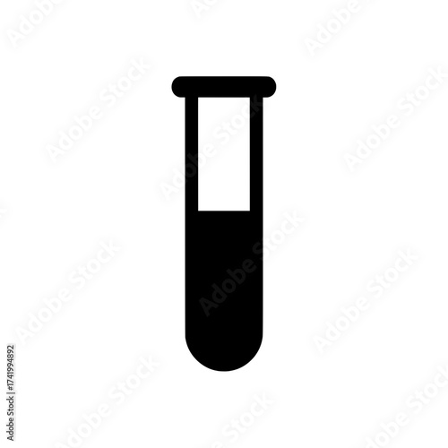 Test tube icon black and white laboratory equipment science and research.