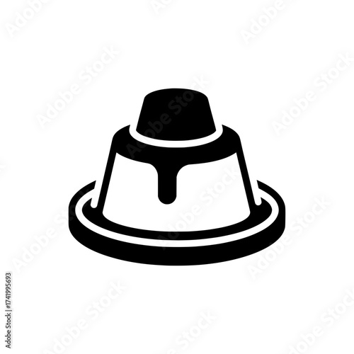 Delicious dessert food icon sweet pudding tasty jelly black and white image.