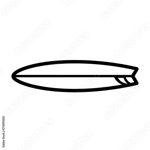 Surfboard outline illustration perfect for surfing enthusiasts and beach lovers.