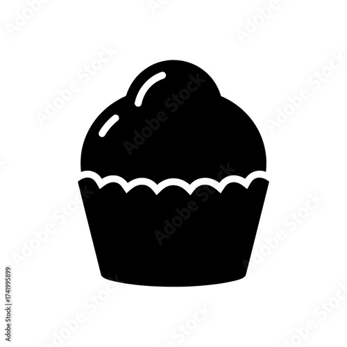 Delicious cupcake with frosting and decorative scalloped edge design.
