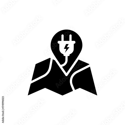 Electric charging station location map icon electric vehicle charging point.
