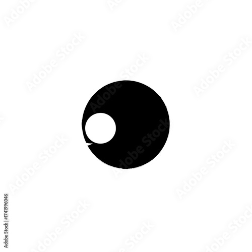 Eye of a creature with a white pupil and a black iris.