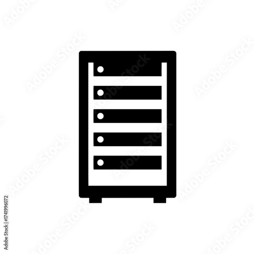 Server cabinet icon data center equipment network server data storage.